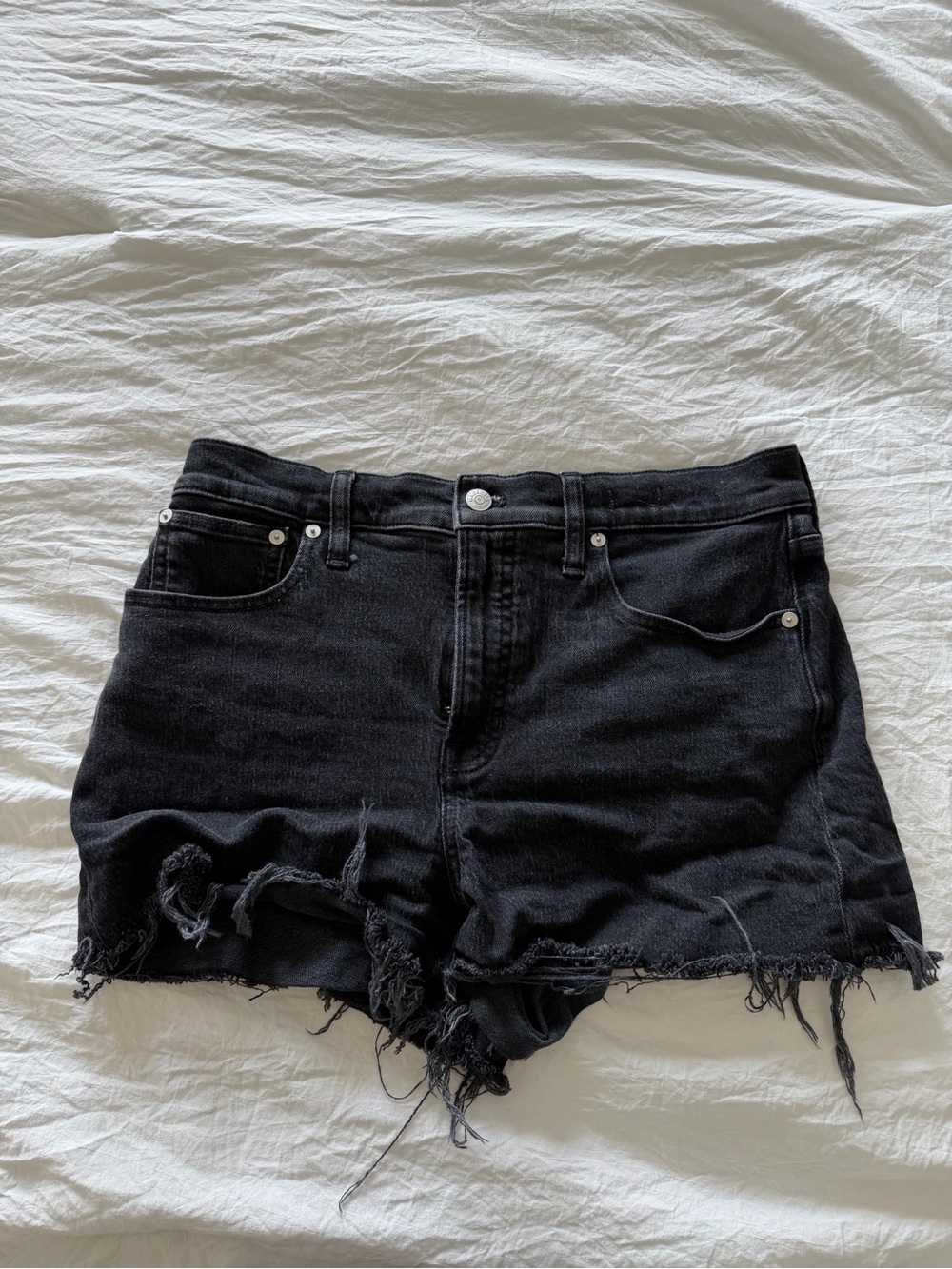 Madewell Black Distressed High-Rise Women’s Denim Shorts